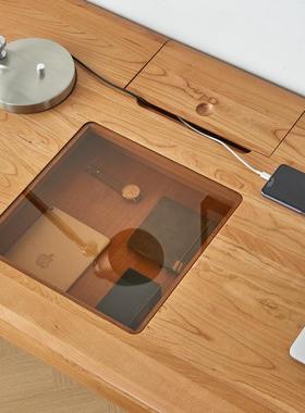 樱桃木书桌20308胡桃木学习桌红橡木办桌写木桌书房桌电公字脑桌