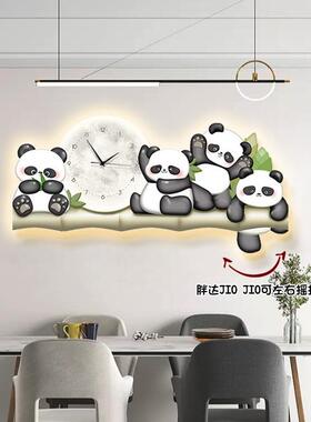 家用餐网红时钟YXQ挂画可摇摆静音挂表熊钟表意创客厅厅挂钟猫装