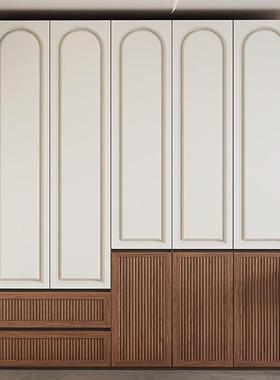 式实木衣柜法式复古奶油风免手分段衣柜拉卧家用古风DRQ室经济型