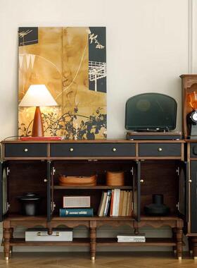 复北美美黑桃木白蜡木古餐边柜轻奢57592中古风奢酒柜一体黑色胡