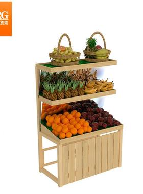 果果eURE站木质简三层梯形展示市架超双面水架水果钢木易货架厂家