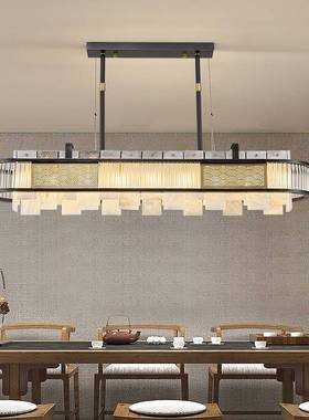 中式云石吊新厅灯大厅轻客厅灯全铜RUI别墅圆形餐卧室灯复古奢风