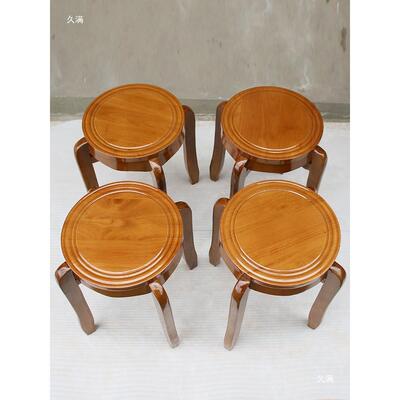 圆凳餐桌子家用可实木凳餐凳简约全实凳子叠放75802中式板木凳木