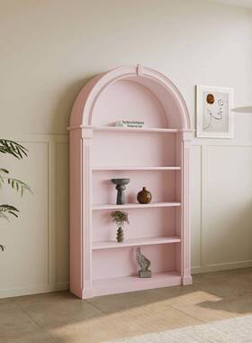 式奶展油风书柜法式客厅拱形古书法架示柜玄关柜77076中复古美式