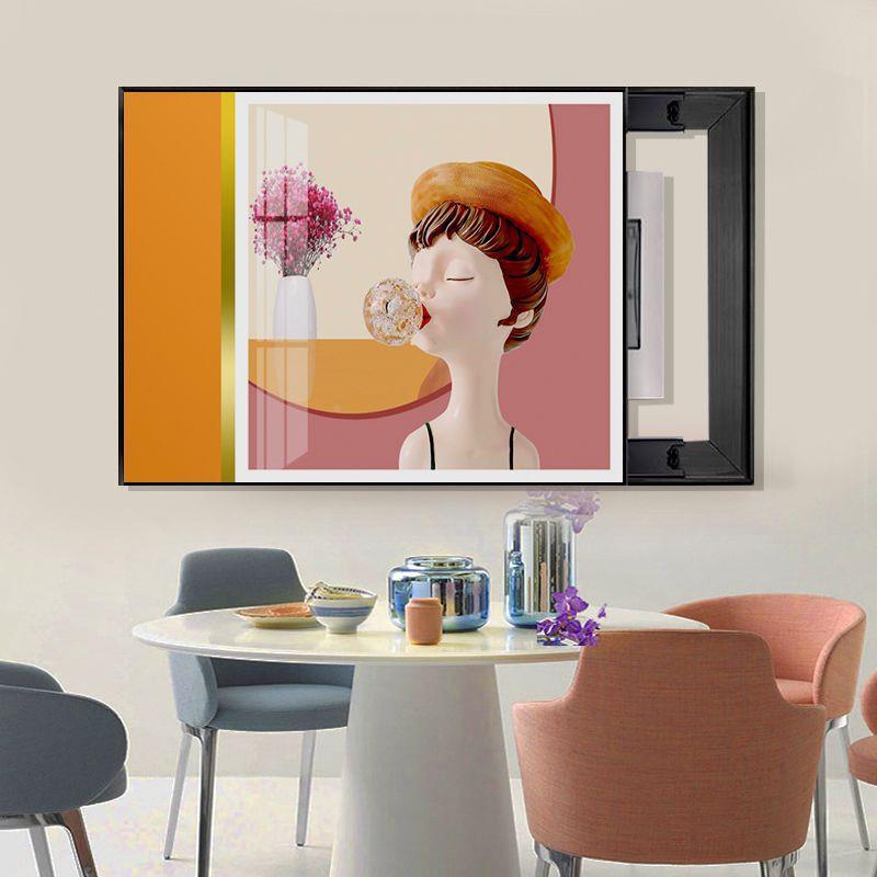 现代简约卡通人推373物电箱装饰画可拉遮挡儿童房电开关盒表配箱