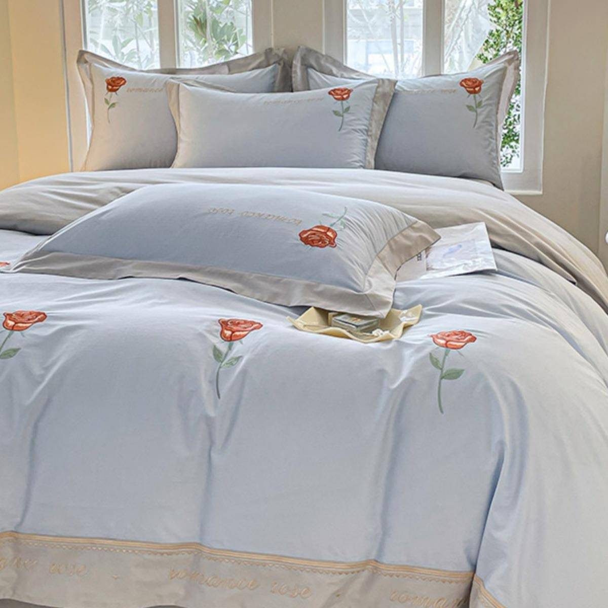 简约0轻四奢棉四件套纯棉全长绒棉10支被套28床单笠被罩季床上用