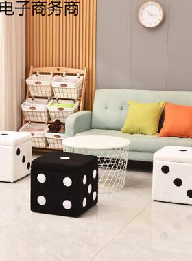 收卧室梳妆凳沙发脚踏35401物凳骰子凳纳凳储凳化人妆凳子美甲店