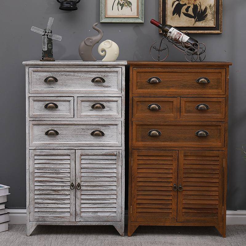 实玄木五斗柜客厅100*5*4带门五斗储物式柜复古关柜抽美屉式阳台