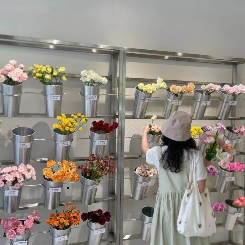 店花花架展示架不锈钢商鲜城鲜花自NSI选花桶自选多层花架子加架