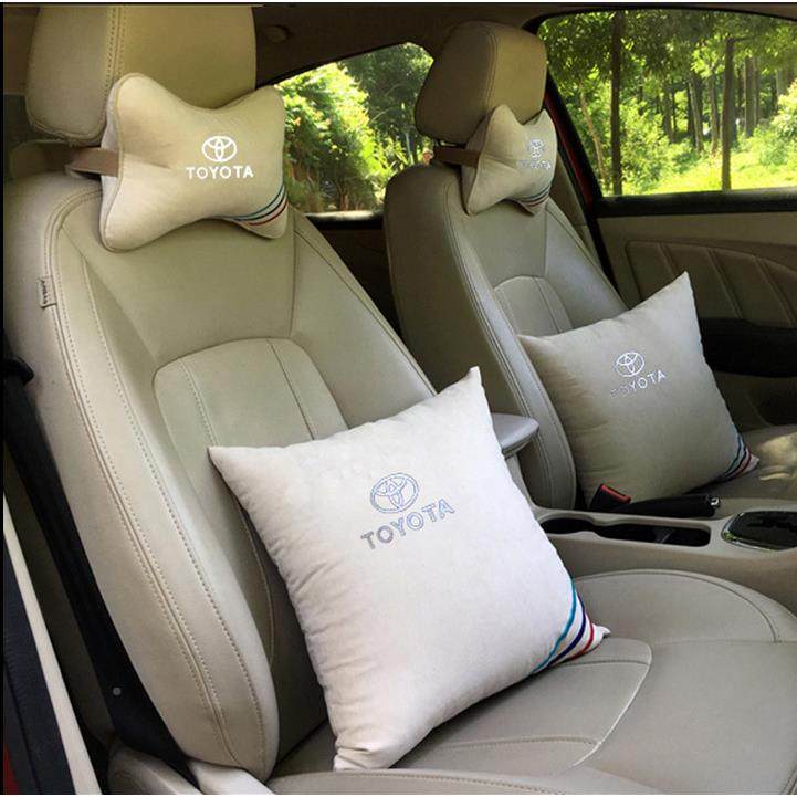 汽车头枕腰四件套车标颈靠枕枕抱套枕纯棉厚面料四件靠装车标9948