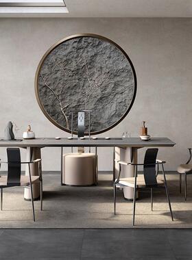 岩板茶现代简约轻奢茶桌台椅组合客厅设计桌师高端泡茶组体94851