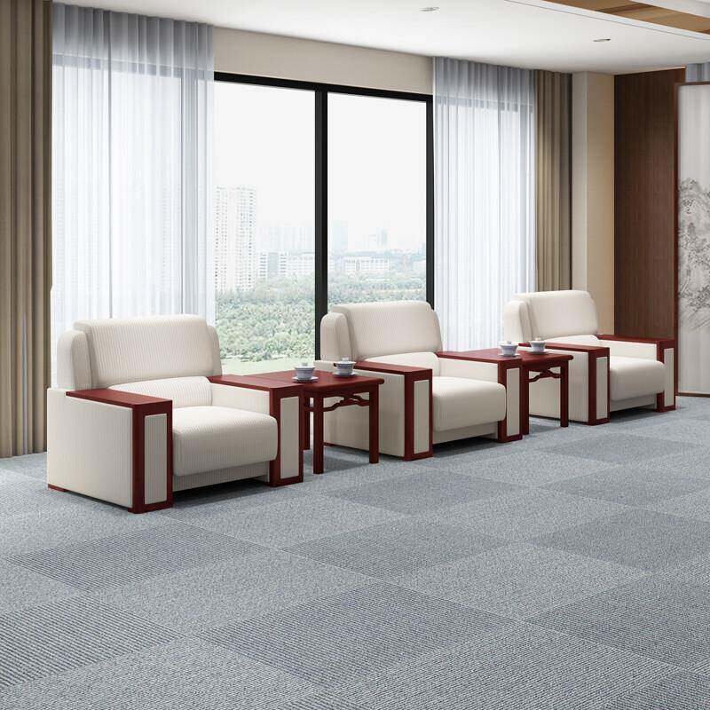场新会中式布艺组合办公沙商用所商ZGZ务接待洽谈贵宾发议室家具