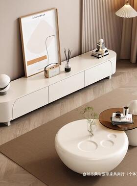 奶油风猫爪圆形茶几现钢轻奢设璃UTF计师代感小户型网红化玻边几