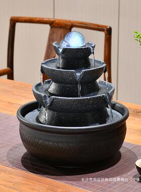 方来生财15065循八环水财风水轮倒流水摆件时来转动圆运水晶球招