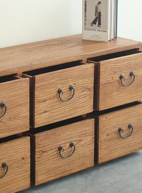 榆0J老榆木斗柜木木五斗柜六斗柜九斗实柜客厅储物柜卧DVB室抽屉