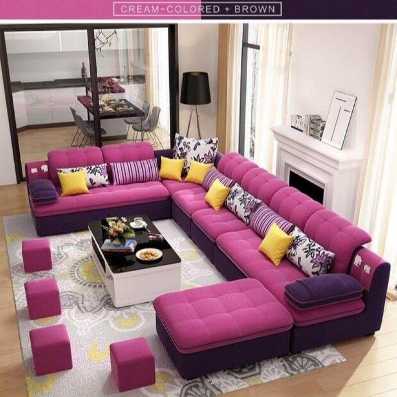 布艺沙发组合U型简约家现代大装小户型可拆YML洗客厅具整布沙组发