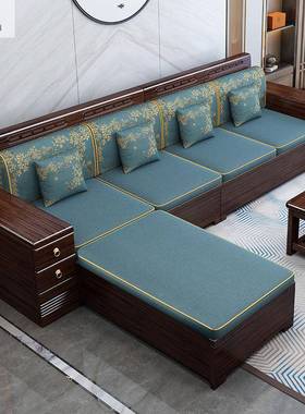 新发BXB中式紫发金檀木客厅沙四季通用柜储物沙茶水组合小户型家