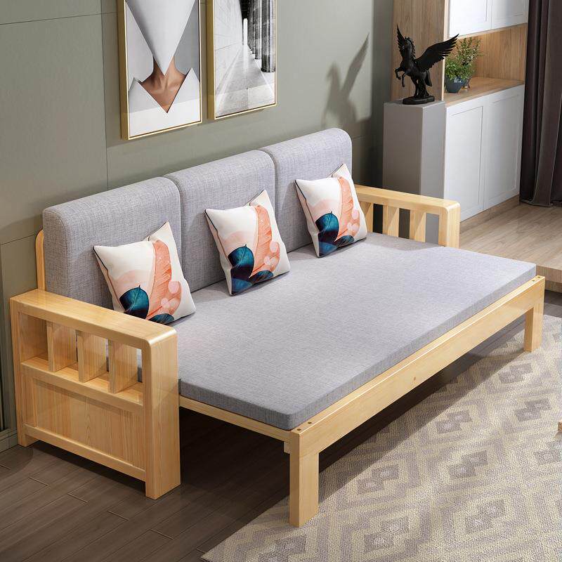 实木沙发床可折叠单人客厅坐卧床伸缩多功能推拉沙发床两用小户型