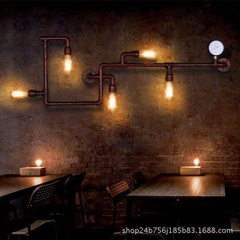 工业水管壁灯式lo48tf复古美阳台创意个性餐厅酒吧风灯具铁艺水管