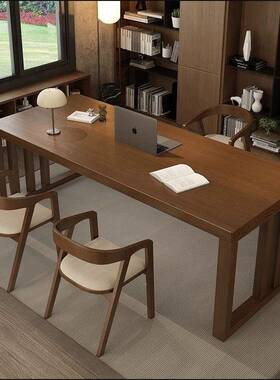 实书木书书桌轻奢房现代客厅DJR长桌家用大办公桌大书桌书法桌学