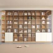 木书柜储物柜实一体落36446地模整学生家用客厅型展示柜酒柜带玻