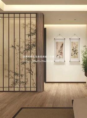 格栅隔断代美学客进门遮实挡屏风入厅户正HDO对宋门中式木推拉式