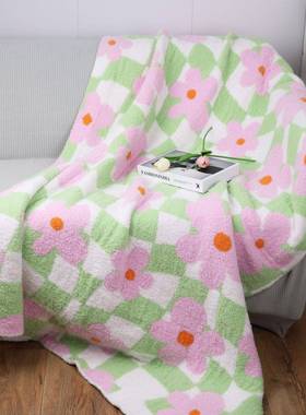 毛毯睡被秋冬季小清新花朵沙发午半UOG边保绒子毛毯办公室披肩暖