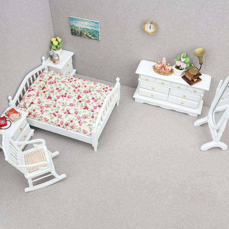 1：12迷b你娃娃屋卧套装6套ollhouse12KEX分娃d娃用摆室件o11床镜