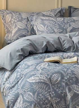 毛100全棉加厚磨床四件套纯棉床单被套三件人LBR上套床笠秋冬季床