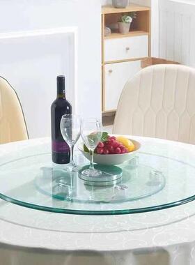 餐桌玻璃转钢化璃玻盘圆桌带转盘酒店饭店旋转72603台面家用饭桌
