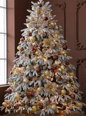 恒新款植绒圣诞节白色港雪花景圣SKR诞树15米1.8米2.1米.仿真雪装