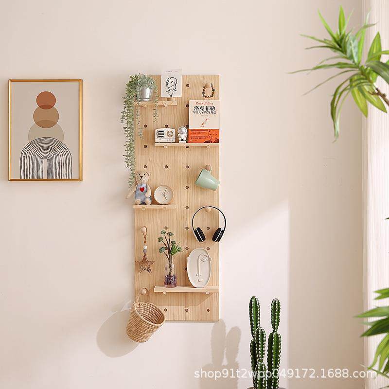 实木示洞房洞板置物架墙上收纳架搁置板壁挂客厅COR展架厨物架