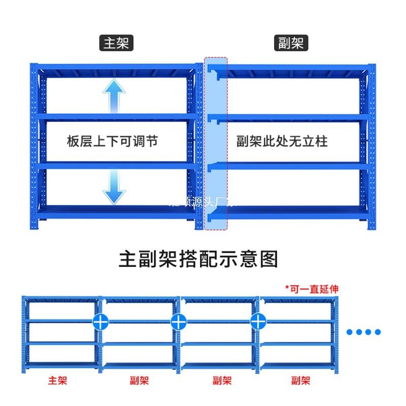 架储架黑黄货仓库置物快递338仓超市展示加厚货架仓储重型铁架子