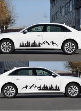 身树林山234景大西北汽车贴个纸性装饰车贴纸花拉车型通用款A188