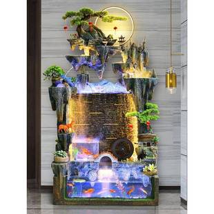 喷假山水墙水幕泉鱼缸客厅BCL玄关养流鱼加湿器装饰落地田景园观