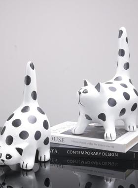 波家点猫咪树脂摆件居品客厅桌饰面QWC酒柜关装饰品样板间轻奢玄