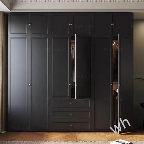 雯P式1MII法古风E复NF级欧松实木颗室粒板家用卧组合衣柜小户型黑