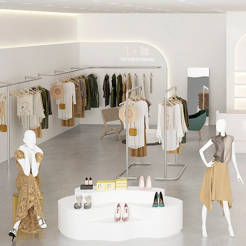 不锈钢落地组合服装展示架