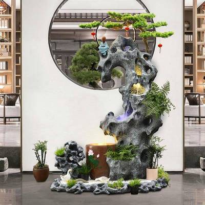 大型假山流水别泉花园庭院鱼池户瀑布装饰墅阳台UTT落地摆件外水