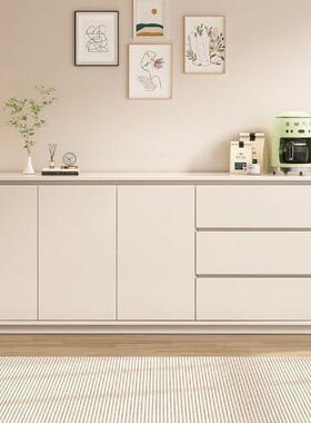 全木实餐边柜现代约奶油风靠墙IEW一客厅简圆弧收纳储物体斗柜餐