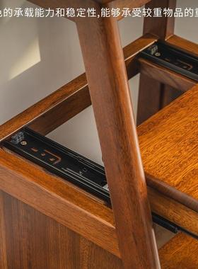 乌金木中式379实木家三步梯凳用梯子折叠椅凳多功能梯子两用楼爬r