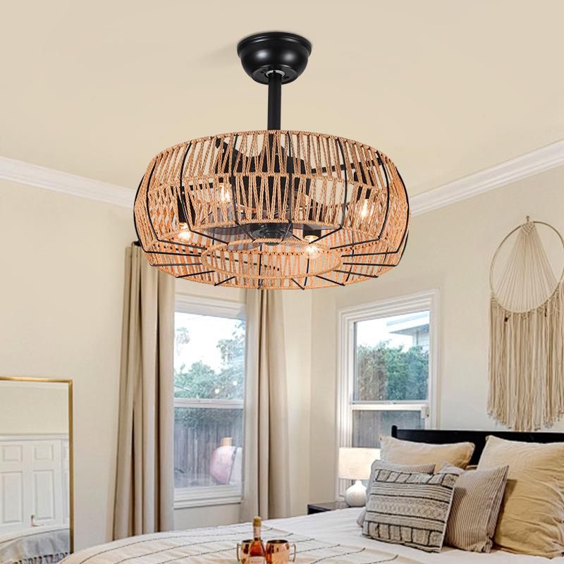 美式复书工业风扇吊客厅餐厅卧室灯房一体风扇古吊灯中山77灯具