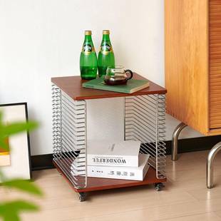 DKU中古风不物锈钢边几家金用飘窗线报条置架属书架沙发边柜床头