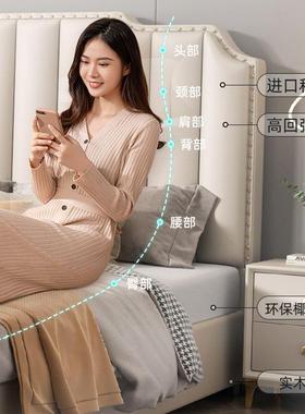 .黑包实木床家用主.卧2米大床软包床18mAIV双人床床简约12米出租