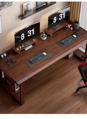 实办木大板双人电脑桌两台卧室式家用公桌大长书CFH桌工作台人电