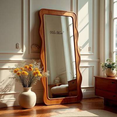 中古风试实木钢化全镜身镜落地镜室客YCA厅网红衣镜家卧用客厅入