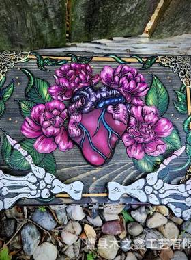 品新十星座收纳盒水木质桌面饰品整理盒月亮晶隐二藏钥..匙盒