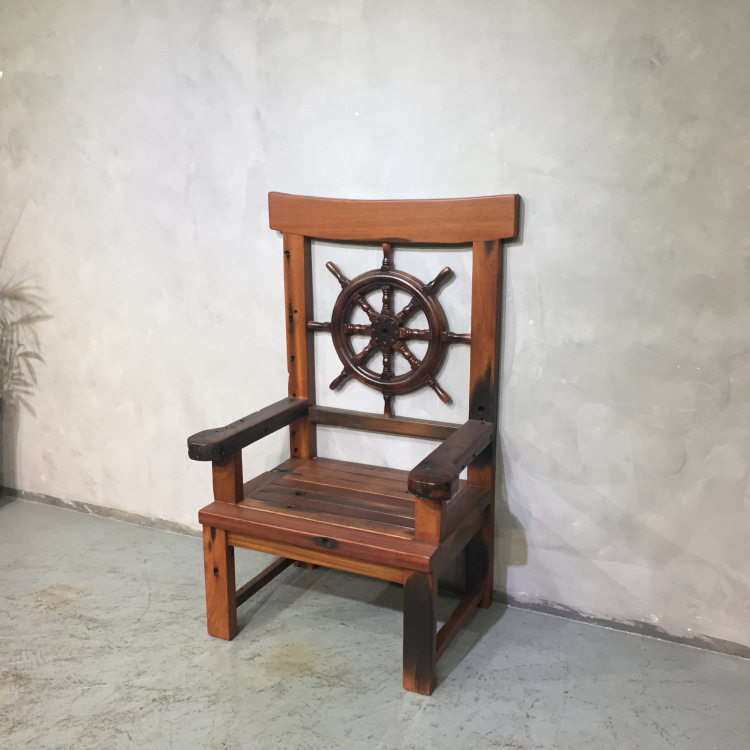 中式仿古老船木船舵主人椅
