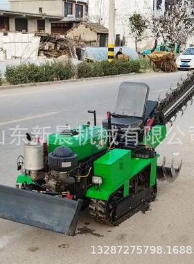 履带式柴油开机式乘沟坐XPK链条挖沟机1.8米深挖槽机