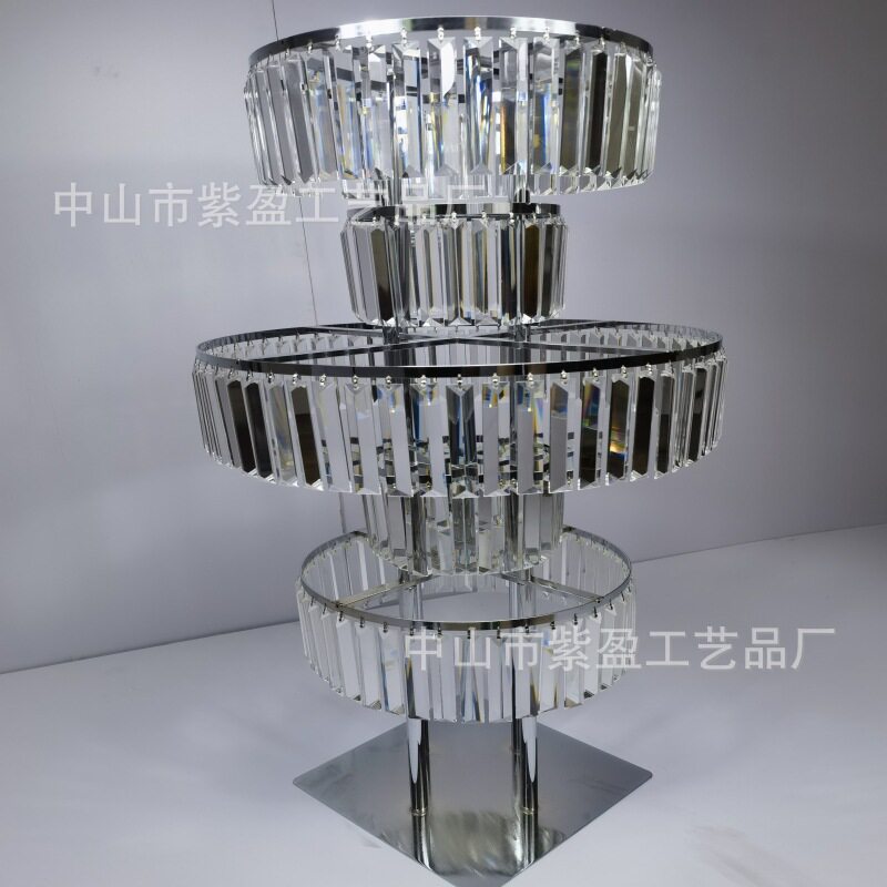 婚庆道具三层酒店香槟塔装饰摆件金色电镀五层叠罗汉花架落地花器